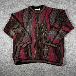 VTG Tundra Canada Coogi Style Sweater Men's L 3D Textured Made In Canada